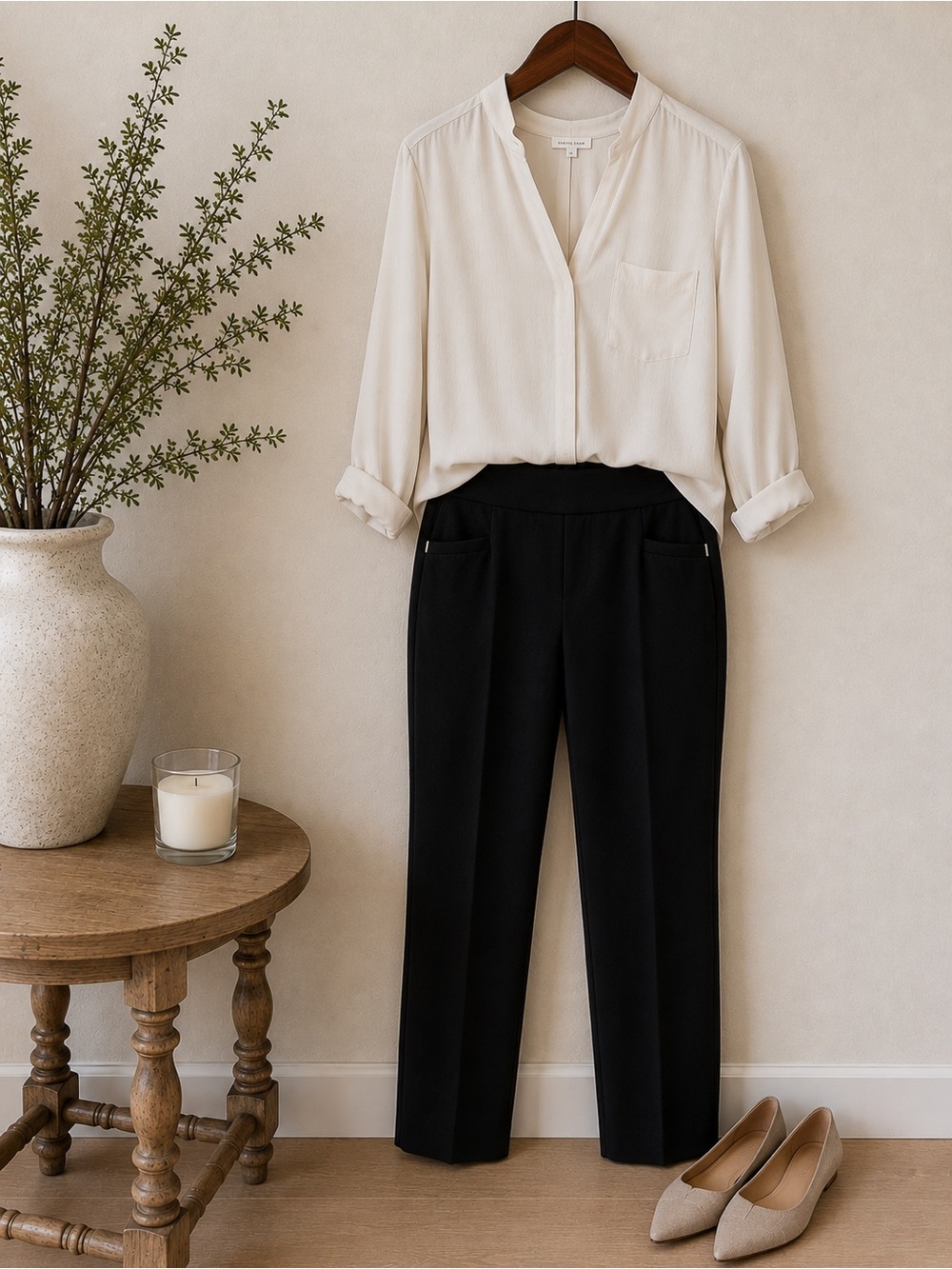 Cato Black Pull-On Dress Pants Career Office Stretch M/P | Slim Ankle